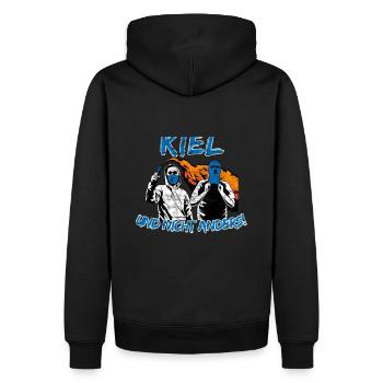 Kiel und nicht anders UPDATE - Männer Premium Bio Hoodie - Schwarz - Hinten - Nico (187cm)