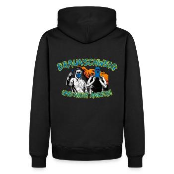 Braunschweig und nicht anders UPDATE - Männer Premium Bio Hoodie - Schwarz - Hinten - Nico (187cm)