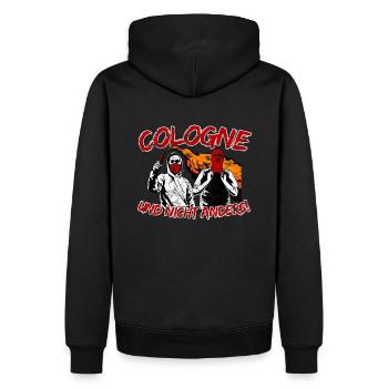 Cologne und nicht anders UPDATE - Männer Premium Bio Hoodie - Schwarz - Hinten - Nico (187cm)