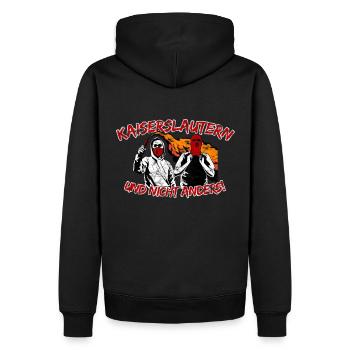 Kaiserslautern und nicht anders UPDATE - Männer Premium Bio Hoodie - Schwarz - Hinten - Nico (187cm)