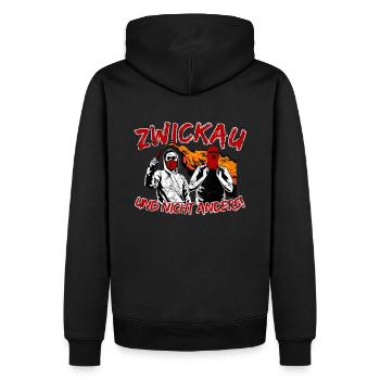 Zwickau und nicht anders UPDATE - Männer Premium Bio Hoodie - Schwarz - Hinten - Nico (187cm)