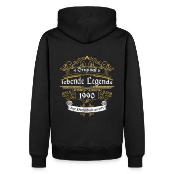 1990 Geburtstag lebende Legende zur perfektion - Männer Premium Bio Hoodie - Schwarz - Hinten - Nico (187cm)