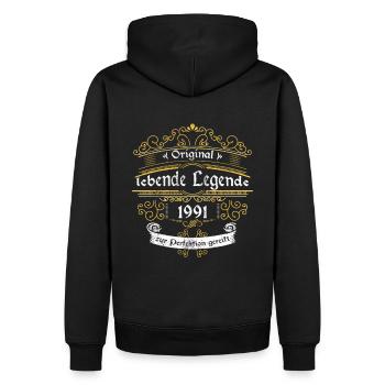 1991 Geburtstag lebende Legende zur perfektion - Männer Premium Bio Hoodie - Schwarz - Hinten - Nico (187cm)