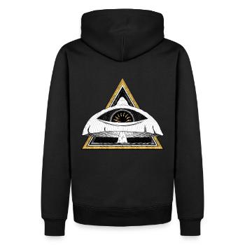 Psychedelischer Zauberpilz - Männer Premium Bio Hoodie - Schwarz - Hinten - Nico (187cm)