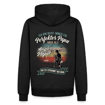 Sohn geschenk für Angler Papa - Männer Premium Bio Hoodie - Schwarz - Hinten - Nico (187cm)