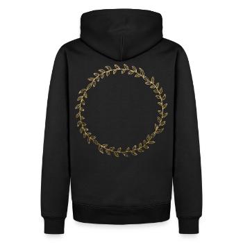 GOLD, Kranz, Ornament, Monogram, Vintage, Love - Männer Premium Bio Hoodie - Schwarz - Hinten - Nico (187cm)