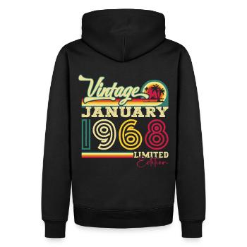 Né en 1968 Janvier 55e anniversaire Homme cadeau - Sweat à capuche Premium bio Homme - noir - Dos - Nico (187cm)