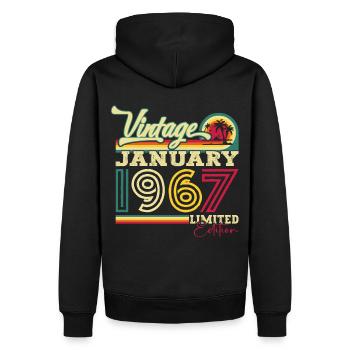 Né en 1967 Janvier 56e anniversaire Homme cadeau - Sweat à capuche Premium bio Homme - noir - Dos - Nico (187cm)