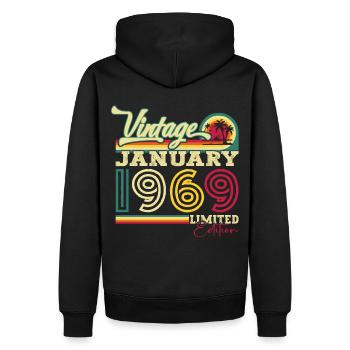 Né en 1969 Janvier 54e anniversaire Homme cadeau - Sweat à capuche Premium bio Homme - noir - Dos - Nico (187cm)
