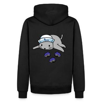 Maritim Matrose Katze Strand Muscheln Fantasy Moin - Männer Premium Bio Hoodie - Schwarz - Hinten - Nico (187cm)