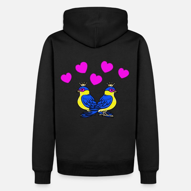 Birds Love Hearts Relation Saint-Valentin - Sweat à capuche Premium bio Homme - noir