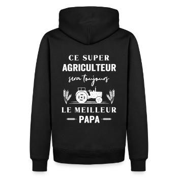 Meilleur Super Papa Agriculteur - Sweat à capuche Premium bio Homme - noir - Dos - Nico (187cm)
