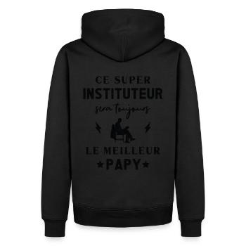 Meilleur Super Papy Instituteur Prof - Sweat à capuche Premium bio Homme - noir - Dos - Nico (187cm)