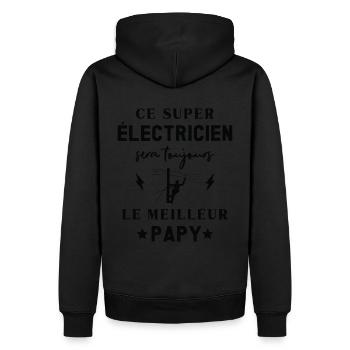 Meilleur Super Papy Électricien Vintage - Sweat à capuche Premium bio Homme - noir - Dos - Nico (187cm)