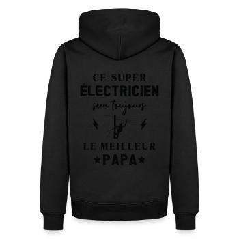 Meilleur Super Papa Électricien Vintage - Sweat à capuche Premium bio Homme - noir - Dos - Nico (187cm)