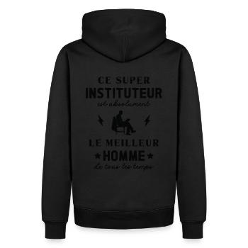 Meilleur Super Instituteur Prof Vintage - Sweat à capuche Premium bio Homme - noir - Dos - Nico (187cm)