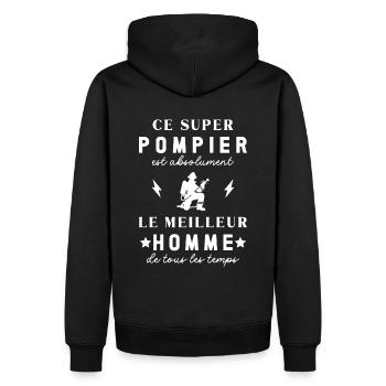 Meilleur Super Pompier Sapeur Vintage - Sweat à capuche Premium bio Homme - noir - Dos - Nico (187cm)