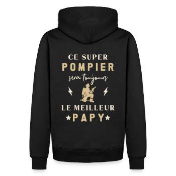 Meilleur Super Papy Pompier Sapeur Vintage - Sweat à capuche Premium bio Homme - noir - Dos - Nico (187cm)