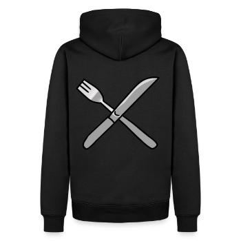 Couverts couteau fourchette cuisine - Sweat à capuche Premium bio Homme - noir - Dos - Nico (187cm)