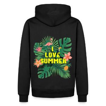 Ich liebe Summen - Männer Premium Bio Hoodie - Schwarz - Hinten - Nico (187cm)