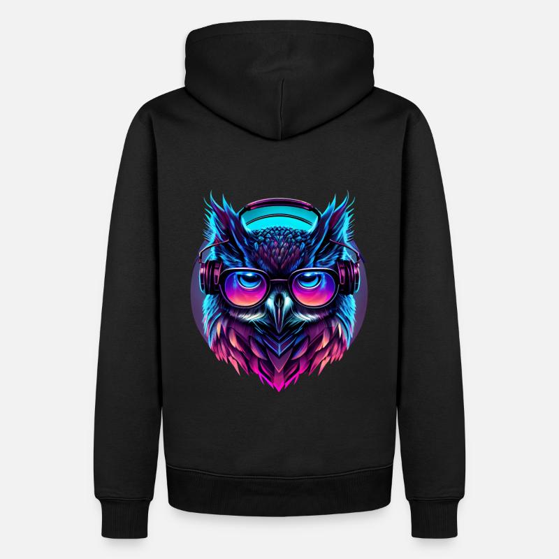 Musique électronique Retrowave Synthwave Outrun Owl - Sweat à capuche Premium bio Homme - noir