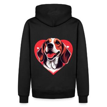 happy Beagle Dog mit Herz - Männer Premium Bio Hoodie - Schwarz - Hinten - Nico (187cm)