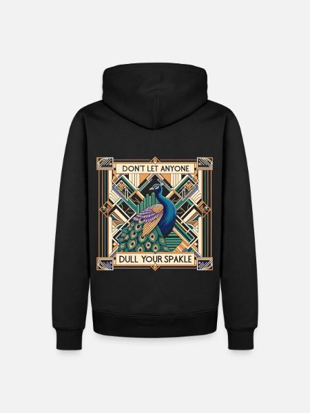 Elégance Art Déco : Fier Paon - Sweat à capuche Premium bio Homme - noir