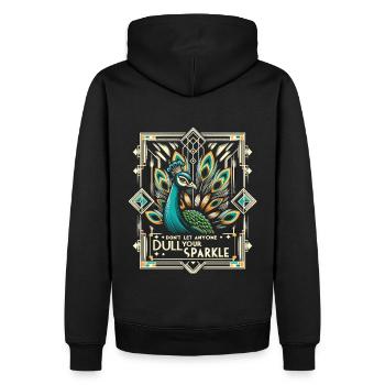 Art-Déco Pfau: Stilvolle Pracht - Männer Premium Bio Hoodie - Schwarz - Hinten - Nico (187cm)