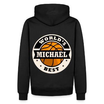 Mikaël world's best basketball player - Men’s Premium Organic Hoodie - black - Back - Nico (187cm)