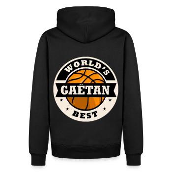 Gaëtan world s best joueur de basketball - Sweat à capuche Premium bio Homme - noir - Dos - Nico (187cm)
