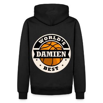 Damien world s best joueur de basketball - Sweat à capuche Premium bio Homme - noir - Dos - Nico (187cm)