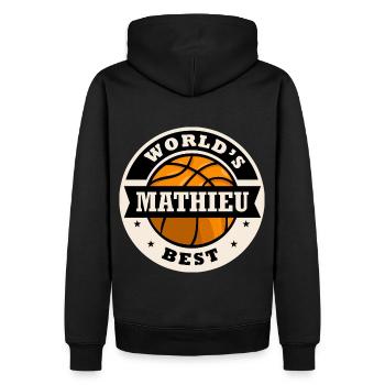 Mathieu world s best joueur de basketball - Sweat à capuche Premium bio Homme - noir - Dos - Nico (187cm)