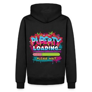 Alerte puberté graffiti urbain - Sweat à capuche Premium bio Homme - noir - Dos - Nico (187cm)