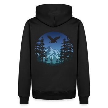 Aigles et montagnes (rond / bleu) - Sweat à capuche Premium bio Homme - noir - Dos - Nico (187cm)