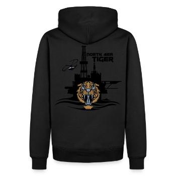 North Sea Tiger Oil Rig Platform Aberdeen - Men’s Premium Organic Hoodie - black - Back - Nico (187cm)