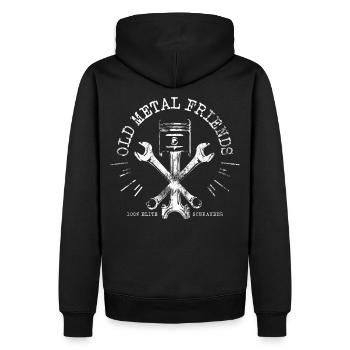 Old Metal Friends - Elite-Schrauber - Männer Premium Bio Hoodie - Schwarz - Hinten - Nico (187cm)