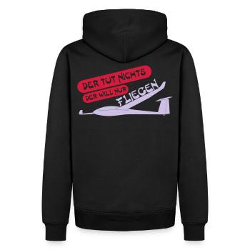 nur fliegen - Männer Premium Bio Hoodie - Schwarz - Hinten - Nico (187cm)