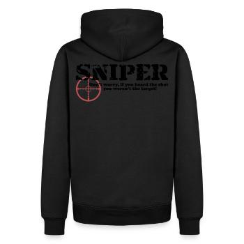 Sniper Hear - Men’s Premium Organic Hoodie - black - Back - Nico (187cm)