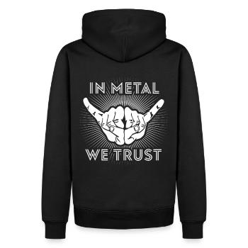 In Metal we trust Rockfinger - Men’s Premium Organic Hoodie - black - Back - Nico (187cm)