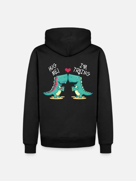 Dino Hug - Men’s Premium Organic Hoodie - black