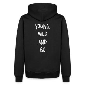 60 Geburtstag - Männer Premium Bio Hoodie - Schwarz - Hinten - Nico (187cm)