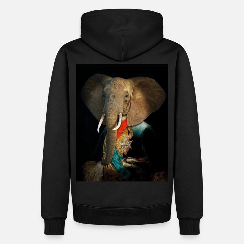 Der Königselefant - Männer Premium Bio Hoodie - Schwarz