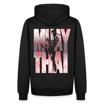 Muay Thai - Männer Premium Bio Hoodie - Schwarz - Hinten - Nico (187cm)