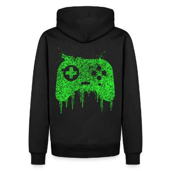 Gaming Gamer Nerd Geschenk Spiele Lustig - Männer Premium Bio Hoodie - Schwarz - Hinten - Nico (187cm)