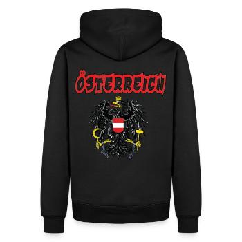 Schönes T Shirt für echte Österreicher - Männer Premium Bio Hoodie - Schwarz - Hinten - Nico (187cm)