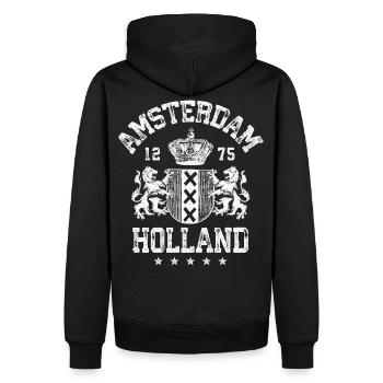 Amsterdam-T-Shirt Holland-Flaggen-niederländischer Fußball - Männer Premium Bio Hoodie - Schwarz - Hinten - Nico (187cm)