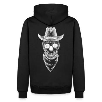 Cow-boy à tête de mort - Sweat à capuche Premium bio Homme - noir - Dos - Nico (187cm)