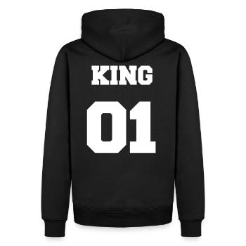KING 01 White - Männer Premium Bio Hoodie - Schwarz - Hinten - Nico (187cm)
