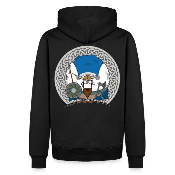 Sheep Marry Viking / Schaf Marry als Wikinger - Männer Premium Bio Hoodie - Schwarz - Hinten - Nico (187cm)