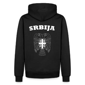 Serbien Srbija Adler Wappen Flagge Love Fussball - Männer Premium Bio Hoodie - Schwarz - Hinten - Nico (187cm)